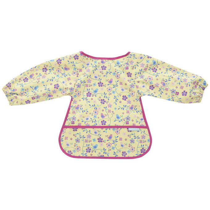 英國 JoJo Maman BeBe長袖圍兜/吃飯衣_黃色花園 (JJSBL-04)